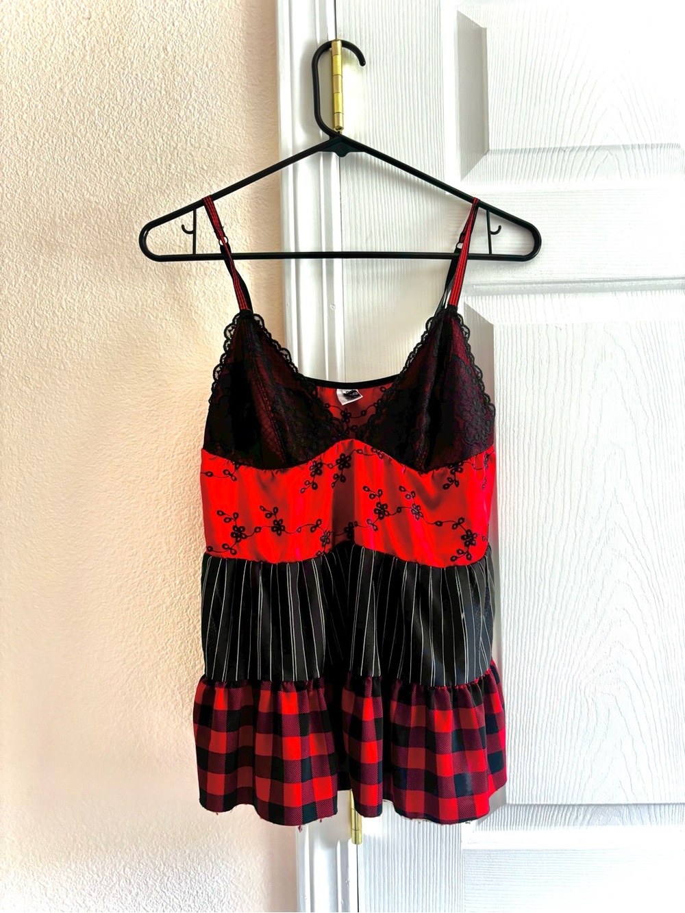 Rampage Babydoll Y2K Lace Red and Black Camisole Top Small Sleepwear